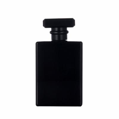 China Cosmetic Classic Black Color Perfume Glass Bottle Shape Square Perfume Bottle for sale