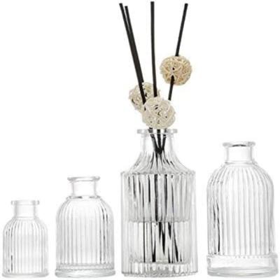 China Household Products Design Classic Cylinder Glass Clear Diffuser Home Bottle With Reeds for sale