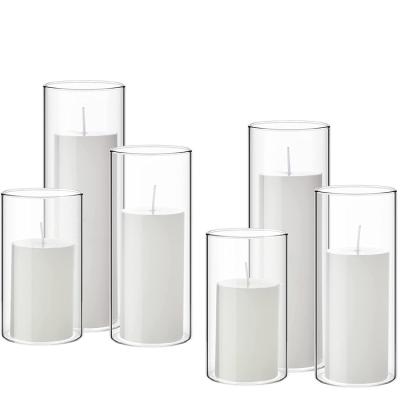 China Cylinder Borosilicate Glass Candle Jar Candle Holder Cosmetic High Quality Candlestick for sale