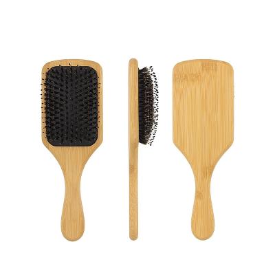 China Cushion Boar Bristle Massage Detangling Nylon Hair Brush For Women For Fine Hair Natural Biodegradable Bamboo Hairbrush Shine for sale