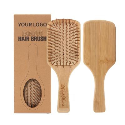 China Bamboo Paddle Air Cushion Brush Bristle Paddle Sweep Bamboo Wooden Paddle Hair Detangling Brush for sale