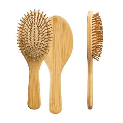 China Other Natural Bamboo Long Handle Round Paddle Brush Scalp Massage Hair Brush Detangle Brush for sale