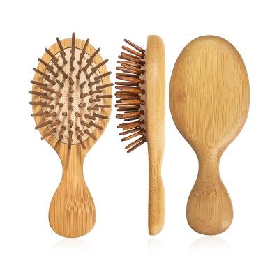 China Other Hotel Travel Mini Bamboo Cushion Massage Hair Brush Paddle Detangle Airbrush For Hair for sale