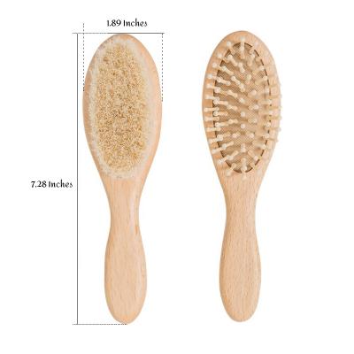 China Nondisposable Natural Soft And Soft Bristle Logo Wooden Goat Baby Hair Customized Playbrush For Baby for sale