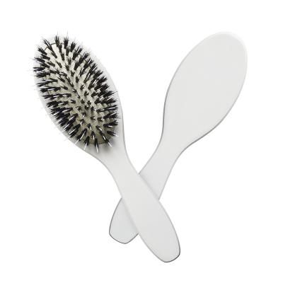 China Factory Price Eco-friendly Paddle Hair Brush Wood Nylon And Detangling Boar Hair Brush Wig Brush With Logo for sale