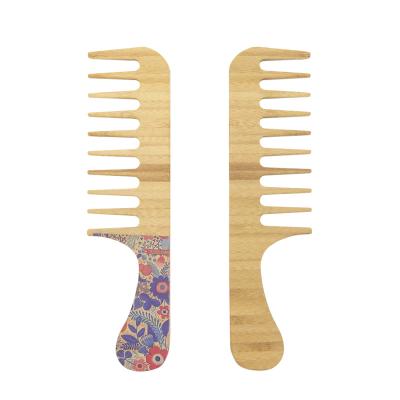 China Custom Logo High Quality Natural Bamboo Home Comb Customized Biodegradable Big Wide Tooth Comb for sale