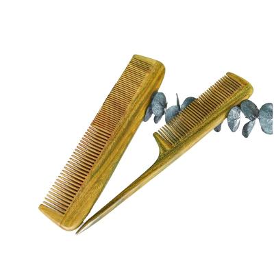 China Custom Home Label 2PCS Premium Quality Tooth Rat Tail Sandalwood Trimming Wide Fine Comb Set for sale