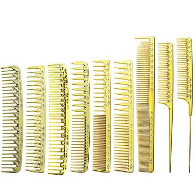 China Other 9 Design Manufacturer Custom Logo Electroplated Wide Tooth Golden Comb for sale