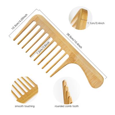 China New Arrival Eco-Friendly Home Private Label Detangle Bamboo Wide Tooth Comb for sale