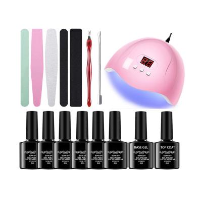 China Durable Simple Operation Nail Polish Set Full Accessories Quickly Nail Art Makeup Poly Gel Nail Kit With Lamp for sale