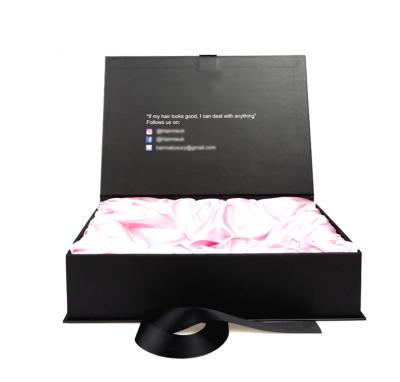 China Recyclable Custom Hair Extension Wig Gift Magnetic LOGO Holographic Marble Luxury Paper Packaging Box for sale