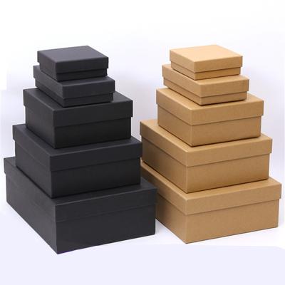 China Recycled Materials Factory Kraft Paper Gift Box Stock Rectangular Paper Box With Sky And Earth Lid High Grade Black Gift Box Customized for sale