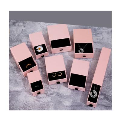 China Handmade Customized Paperboard Drawer Jewelry Packaging Box Gift Box Necklace Earring Bracelet Ring Jewelry Box for sale