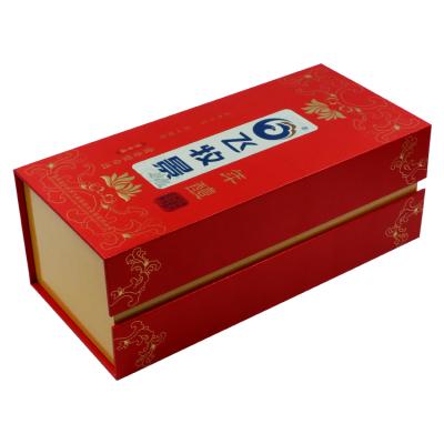 China Recycled Materials Wholesale Custom Luxury Cardboard Paper Red Wine Bottle Magnetic Single Gift Packaging Box for sale