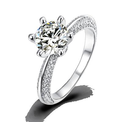 China New Romantic Trendy Silver Plated Luxury Platinum S925 Moissanite Diamond Statement Rings For Women for sale