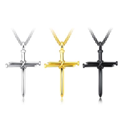 China Wholesale Titanium Steel Men's Cross Titanium Steel Ornament Cast Iron Personality Pendant Punk Necklace for sale