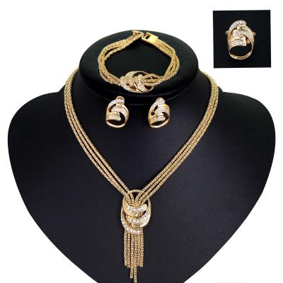 China TRENDY Necklace Bracelet Earrings Ring Jewelry Set Four-Piece Set for sale