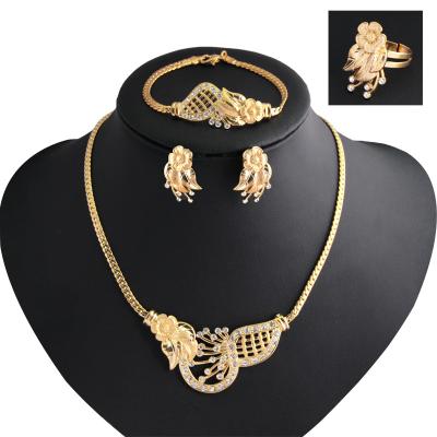 China FASHIONABLE Wholesale Necklace Earrings Set Retro Clavicle Necklace Four-Piece Chain Jewelry Set for sale