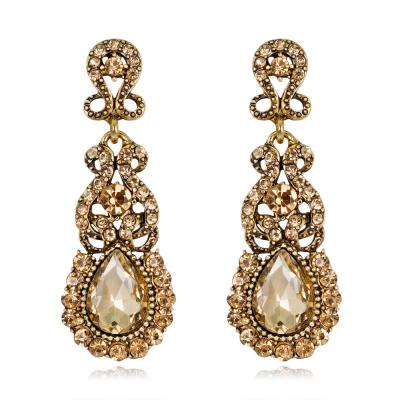 China All-match TRENDY Popular Women's Fashion Stain Ornament Earrings Vintage Gem Crystal Colorful Stud Earrings for sale