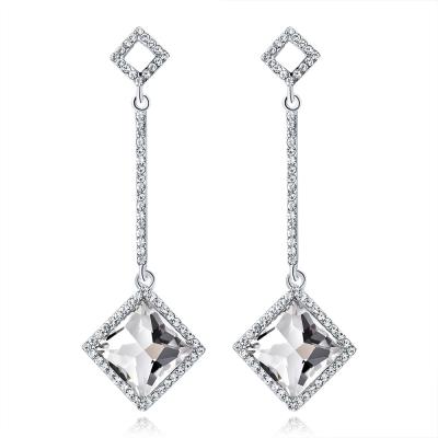 China TRENDY Fashion Simple Eardrops Combine Long Dangling Diamond Crystal Earrings for sale