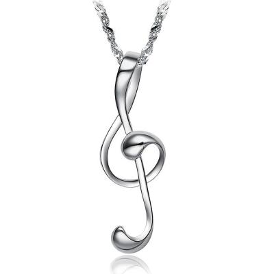 China Wholesale FASHIONABLE Ornament Music Symbol Necklace Between Notes White Gold Copper Plated Women's Necklace for sale