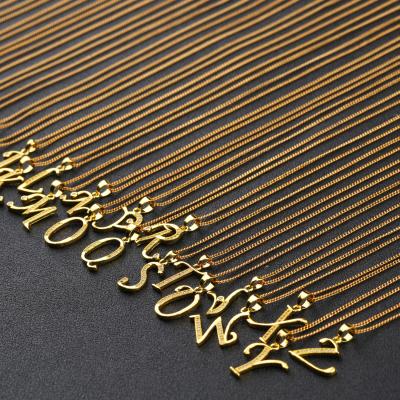 China TRENDY Classic Clavicle Chain Accessories Gift Copper-Plated Gold Color Jewelry Letter Wholesale Simple Women's Necklace for sale