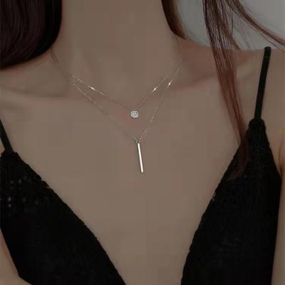 China New Hotsale Jewelry 316L Stainless Steel Pendant Necklace TRENDY Two Layers Necklace For Women for sale