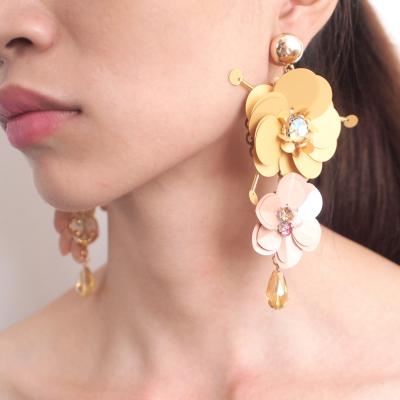 China Fashionable Hot Selling Bohemian Handmade Sequined Flower Earrings Personality Soft Exaggerating Female Eardrops Eardrops for sale