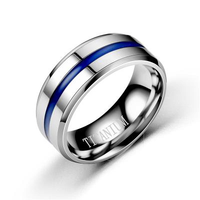 China TRENDY Stainless Steel Rings For Jewelry Making Fashion Bestselling Shiny Blue Titanium Steel Ring Simple Couples Ring for sale