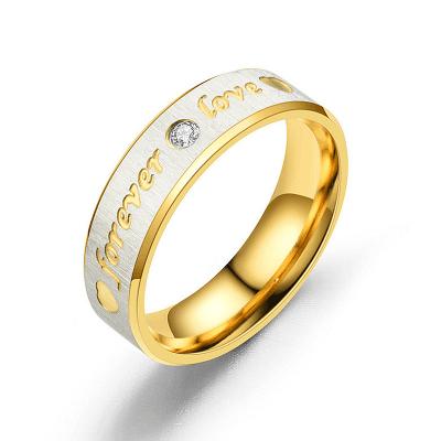 China FASHION Hand Jewelry Wholesale LOVE Forever Men And Women Couple Rings Popular Stainless Steel Diamond Couples Ring for sale