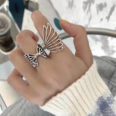 China Retro Japanese and Korean Women's Casual/Sporty Open Index Ring Hollow Butterfly Fashion Ring for sale