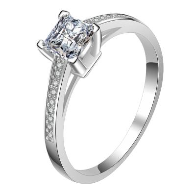 China Carat Romantic Square Diamond Ring Four-claw Princess Simulation Female Diamond Ring for sale