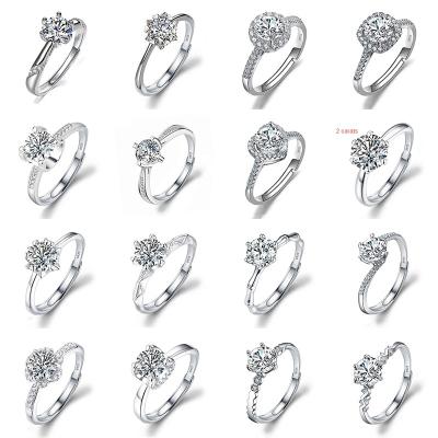 China Romantic Women's Moissanite SilverS925Ring Setting Crown Six Claws 1 Carat Zircon Adjustable Diamond Ring for sale