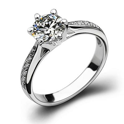 China Romantic Simple Simulation Women's Six-claw SilverS925 Diamond Ring 80's Wedding Split Ring for sale