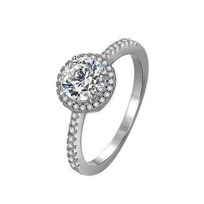 China S925 Wedding Full Diamond Wedding Ring Female Diamond Ring Romantic Silver plated1.25 Carat Proposed for sale