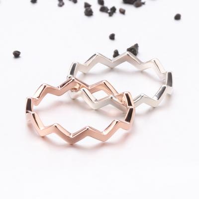 China 925 CLASSIC Silver Temperament Zigzag Women's Simple Ring Fashion Simple Twin Knuckle Ring for sale