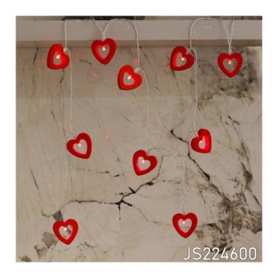 China Home Decoration Party Light Decor Indoor Valentines Day Hanging Red Heart Battery Lights String Led Lights for sale