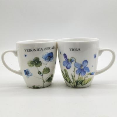 China Retail Eco-friendly Handle Coffee Mug Ceramic White Mug Sizes Custom Mug Nordic Flower Mug for sale