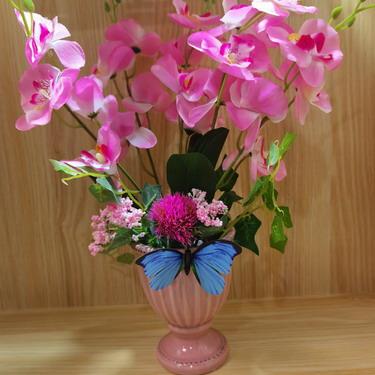 China Eco-friendly Decoration Wedding Table Office Hotel Pink Planter Flowers Artificial Potted Orchid for sale