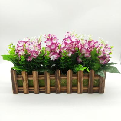 China Eco-friendly Flower Ornament Garden Rectangular Flowerpot Wooden Planter Kit Box Desktop Fence Flower Pots for sale