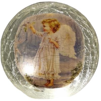 China Europe Religious Angel Desktop Ornament Led Glass Ball Crack Glass Ball Angle Ball for sale