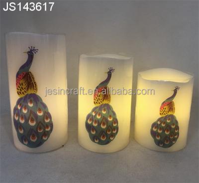 China Birthdays Lighting Home Ornament Peacock White Led Candle Safety Flameless Candle for sale