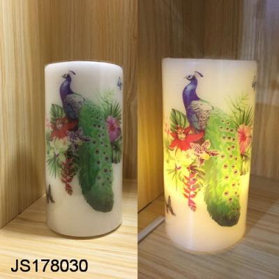 China Wholesale White Plastic Home Decor LED Electric Candle Model LED Birthdays Peacock Candle Container Plastic for sale