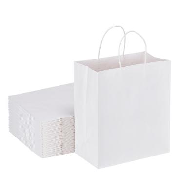 China Recyclable Brown Kraft Paper Bag Recyclable Custom Printed Square White Paper Bags With Handles for sale