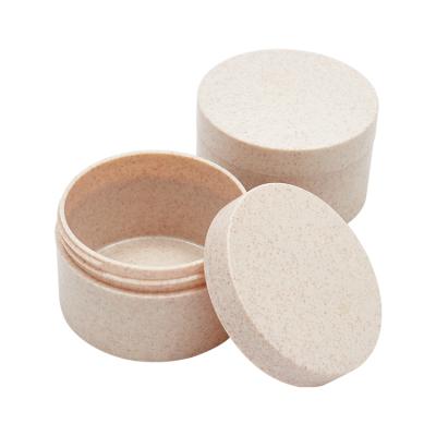 China Recyclable Empty Plastic Wheat Straw Custom Cosmetic Jar Wholesale Biodegradable Cosmetic Packaging Containers for sale