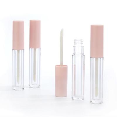 China Recyclable Empty Pink Clear Cosmetic Packaging Tube 10ml Lip Gloss Containers Lip Gloss Tube With Brush for sale