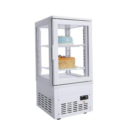 China Dual-temperature Kenkuhl vatrina pastry display cabinet refrigerator with four sided glass door for sale