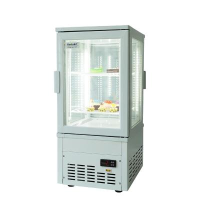 China Double-temperature Kenkeuhl commercial beverage countertop four sided single glass display door cake fridge cooler for sale