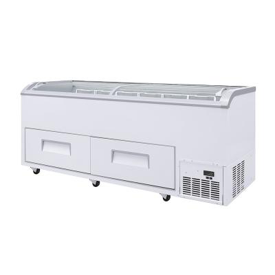 China Double-temperature Kenkuhl supermarket single curved top commercial ice cream display freezer with drawer for sale