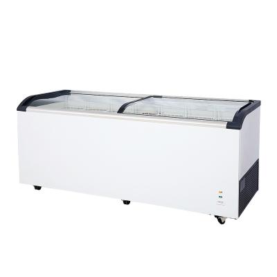 China Single-temp Kenkuhl low temperature frozen food visitop gelato ice cream curved commercial display freezer for sale